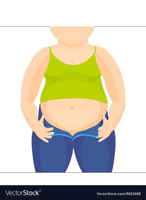 Abdomen Fat Overweight Woman With A Big Belly Vector Image