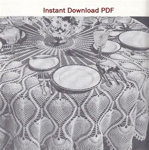 Check out below for a lif. Pineapple Round Tablecloth Crochet Pattern PDF by ...