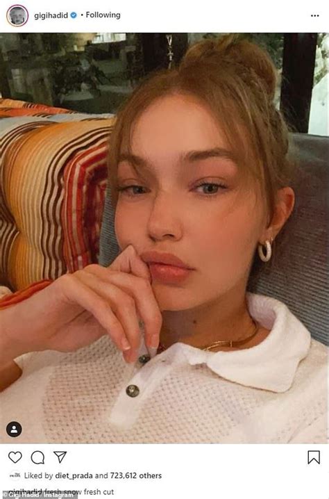Gigi Hadid Goes Makeup Free For A Selfie Showing Off Her New Haircut