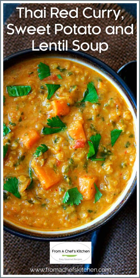 Thai Red Curry Sweet Potato And Lentil Soup