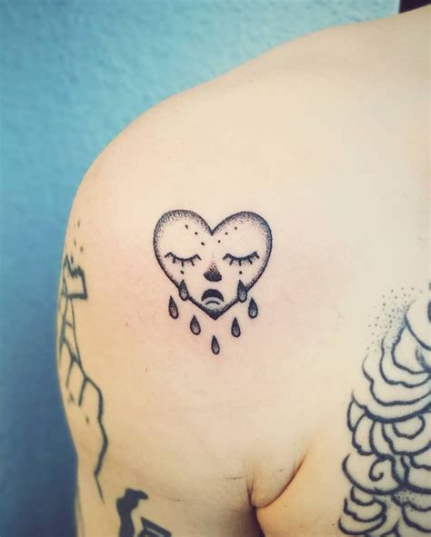 Crying Heart Stick And Poke Traditional By Tattove Hand Poked
