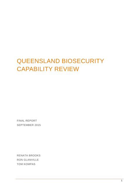 Pdf Queensland Biosecurity Capability Review · The Queensland