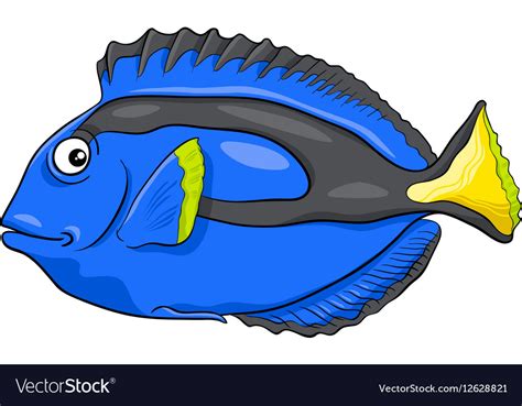 Blue Tang Fish Character Royalty Free Vector Image