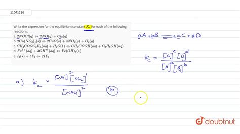 Write The Expression For The Equilibrium Constant `kc ` For Each Of