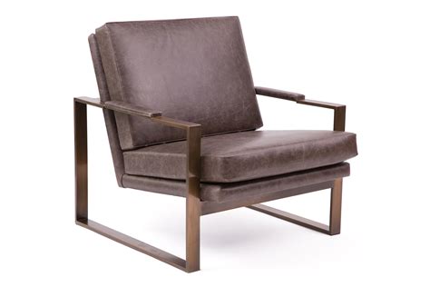 Milo baughman for thayer coggin scoop chair and ottoman in brown leather. Milo Baughman Thayer Coggin Leather & Bronze Lounge Chairs ...