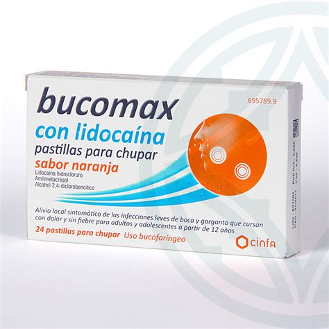 Bucomax Lidocaína 24 Pastillas Para Chupar Sabor Naranja Dolor