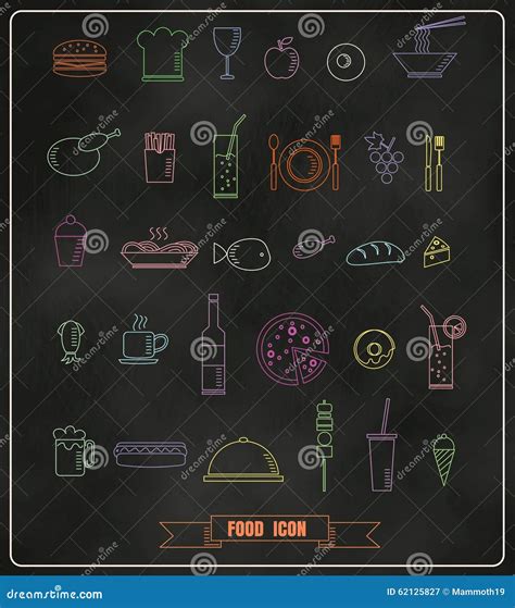 Restaurant Menu Design Elements With Chalk Drawn Food And Drink Stock