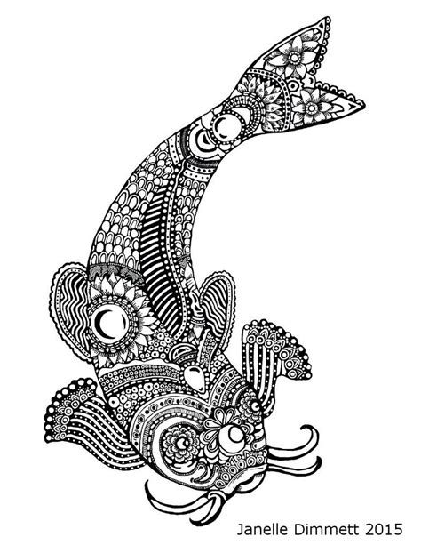 Koi Fish Zentangle Traditional Ink On Bristol Janelle Dimmett 2016