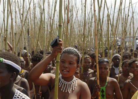 Zulu Maidens Perform In The Annual Reed Dance Which Celebrates Their Virginity At The Royal Zulu