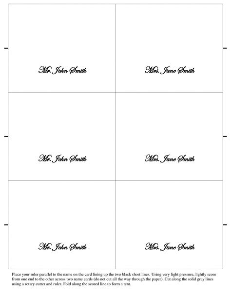 Folded Free Place Card Template 6 Per Sheet
