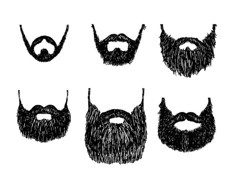 Barbas E Bigodes Tipos Diferentes Desenho Vetorial Ilustração Vetor Premium