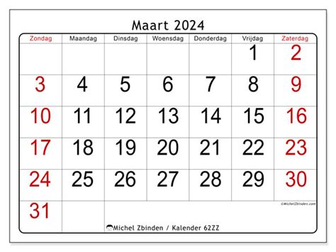 Kalender Maart 2024 62zz Michel Zbinden Nl