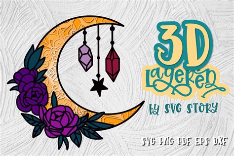 3d Layered Moon Svg Graphic By Svg Story · Creative Fabrica