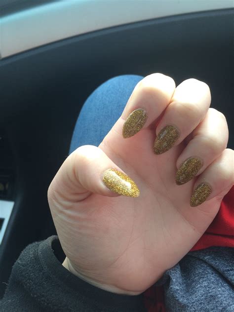Almond shaped gold sns nails (dipping powder) | nails | powder nails | Powder nails, Dip powder ...
