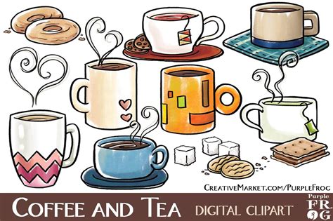 Coffee And Tea Digital Clipart Food Illustrations ~ Creative Market