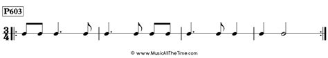 Dotted Quarter Notes In 34 Rhythm Pattern P603 Time Lines