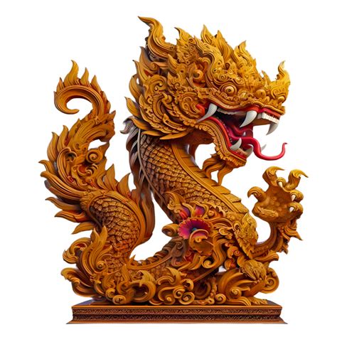 Ai Generated Dragon Statue Isolated On Transparent Backgroun 35654521 Png
