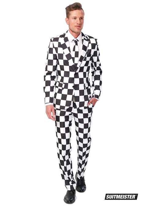 Suitmeister Basic Checkered Black And White Suit Costume