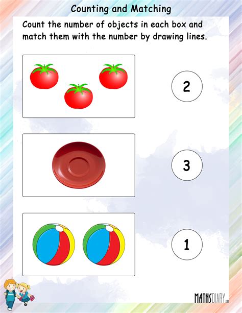 Count The Objects And Match With The Numbers Math Worksheets