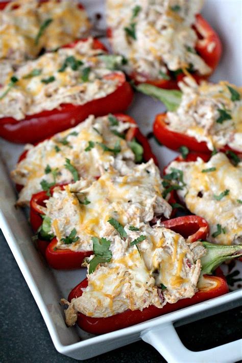 Low Carb Creamy Chicken Stuffed Peppers Recipe Stuffed Peppers