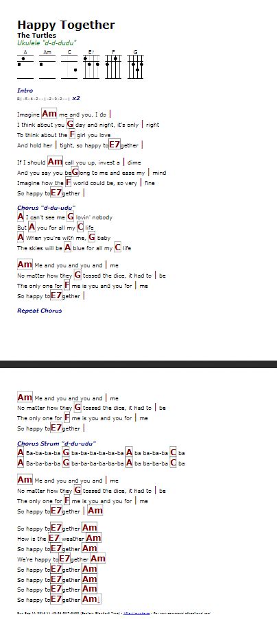 Happy Together The Turtles Myukeca Ukulele Songs Ukulele