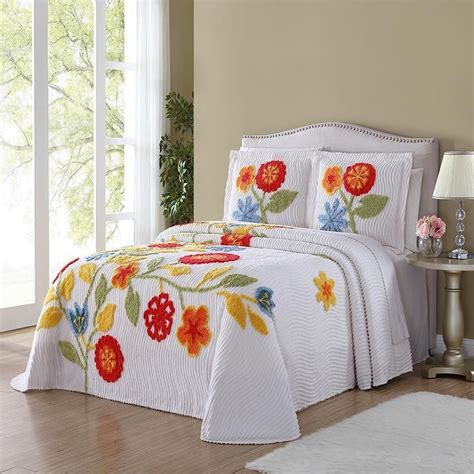 Bedspread Set White Flower Garden Chenille Bedspread Latest Bedding