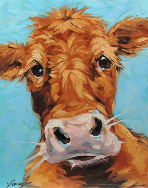 Cow Painting 11x14 Inch Original Oil Painting Of A Whimsical