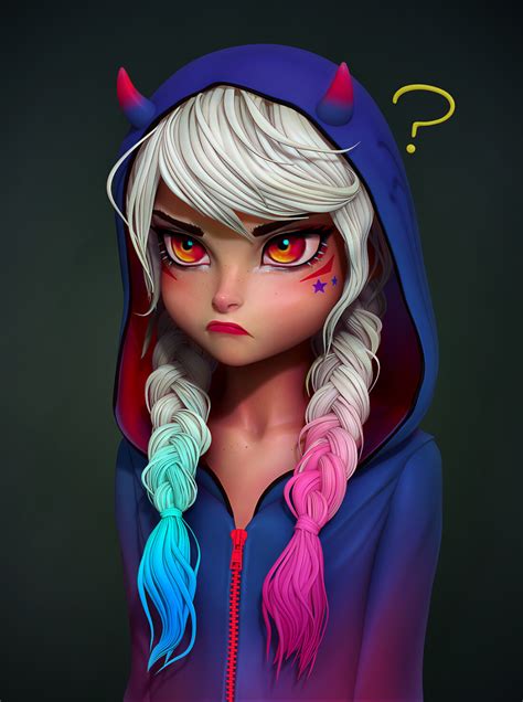 artstation angry olya anufrieva cartoon girl drawing girls cartoon art anime art girl