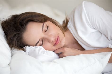 Babe Woman Sleeping Well Lying Asleep In Comfortable Cozy Bed