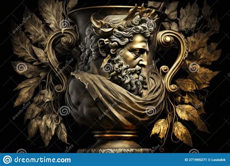 Coeus Greek Mythology God Black Gold Vase By Generative Ai Stock