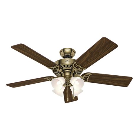 Shop brass ceiling fans at luxedecor.com. Hunter 52" Studio Series Antique Brass Ceiling Fan with ...