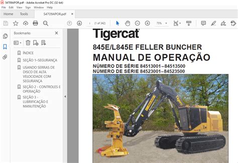 Tigercat 845E L845E FELLER BUNCHER MANUAL DE OPERAÇÃO PDF DOWNLOAD