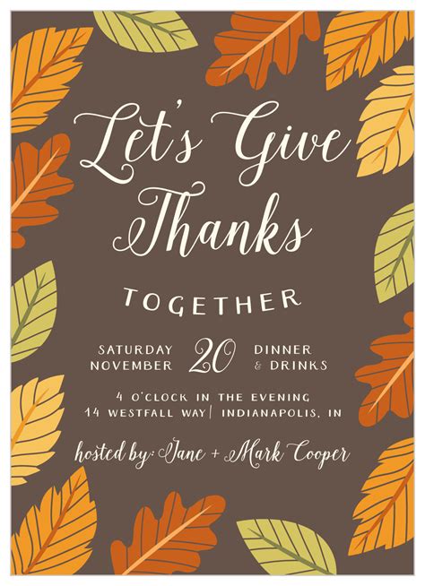 Gratefully Together Thanksgiving Invitations By Basic Invite