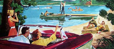 Fun At The Lake Roger Wilkerson The Suburban Legend Vintage Illustration Art Vintage