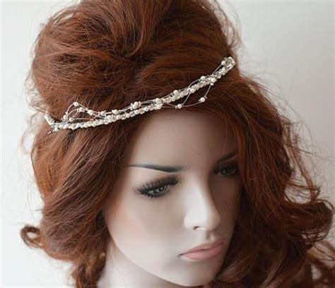 bridal crown wedding crown rhinestone and pearl tiara bridal headband bridal hair accessory
