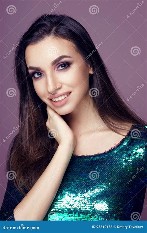 Pretty Brunette Woman Portrait Stock Image Image Of Cute Face 93310183