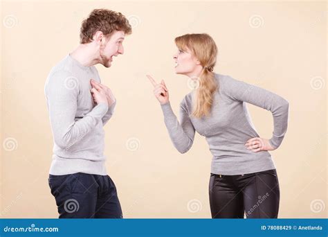 Couple Arguing With Aggressive Boyfriend Threatening His Wife Concept