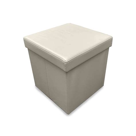 Faux Leather Folding Storage Organizer Box Multi Purpose Ottoman Cube