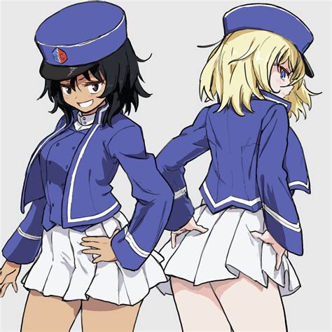 Andou And Oshida Girls Und Panzer Drawn By Uasi Danbooru