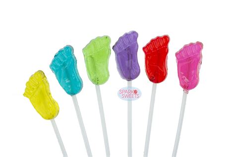 Whimsical Baby Feet Shaped Lollipops In Six Assorted Colors Blue Red