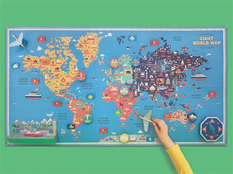 Giant World Map Craft For Kids Interactive Map Of The World For Kids