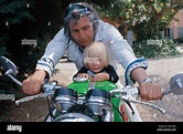 Gunter Sachs mit dem Motorrad mit Sohn Christian Gunnar. Gunter und ...