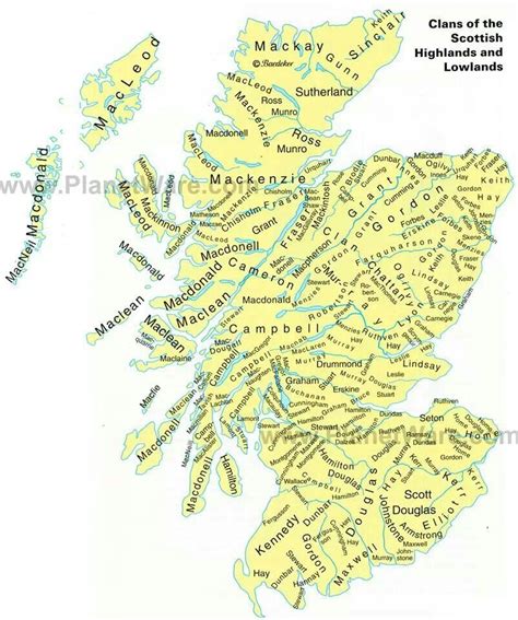 Map Of Highland And Lowland Clans Scottish Clans Scottish Highlands