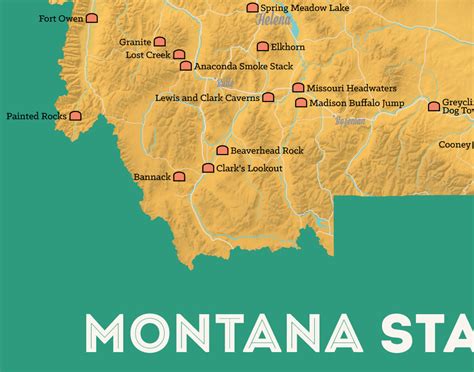 Montana State Parks Map 11x14 Print Best Maps Ever