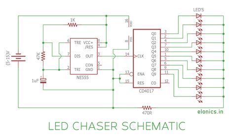 Led Chaser Circuit Sequential Led Flasher Using Ic And Timer