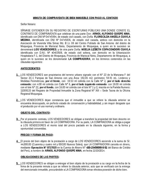 Modelo De Contrato De Compraventa De Bien Inmueble Co