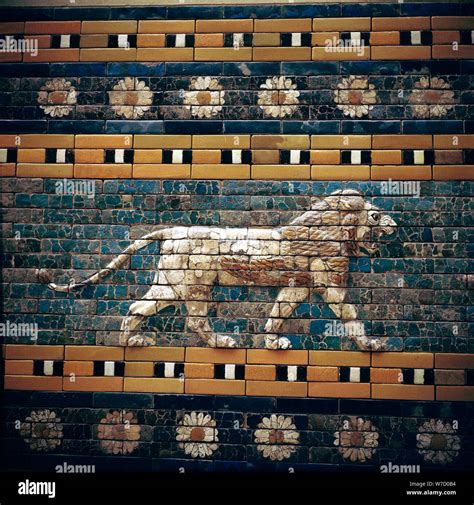 Brick Relief Of A Lion On The Walls Of The Sacred Way Leading To The