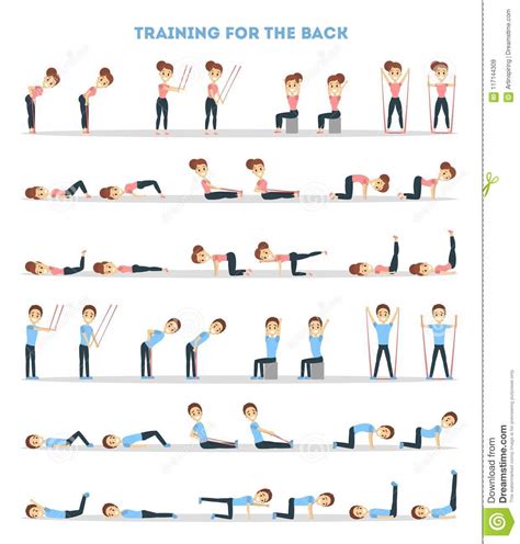 Fitness Exercises Set Stock Vector Illustration Of