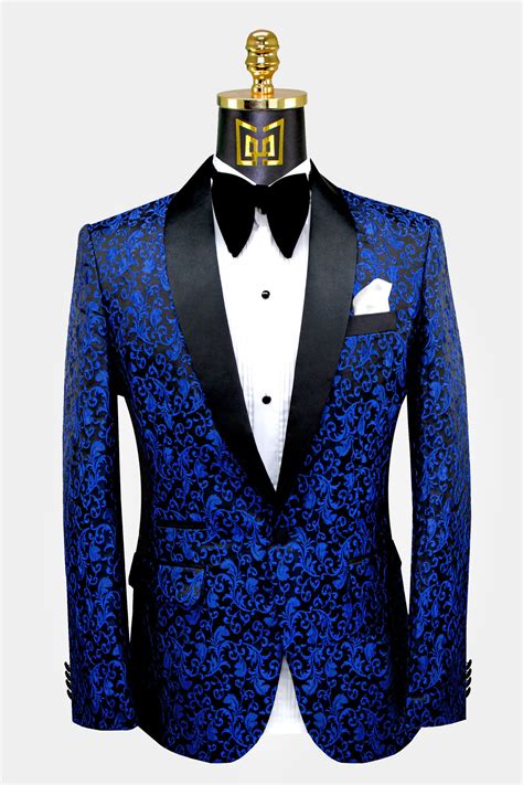 Blue Paisley Tuxedo Jacket Prom Suits For Men Blue Suit Jacket Blue