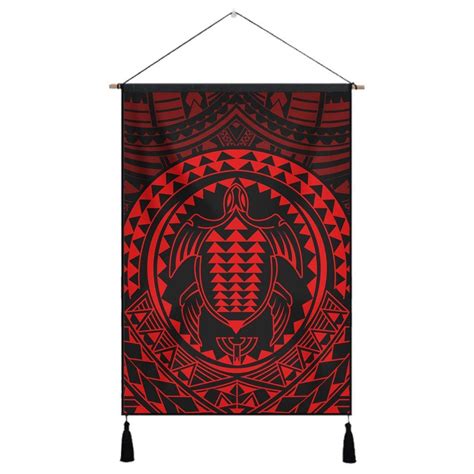 Hawaiian Kakau Honu Arc Polynesian Red Hanging Poster Ah Jgr In